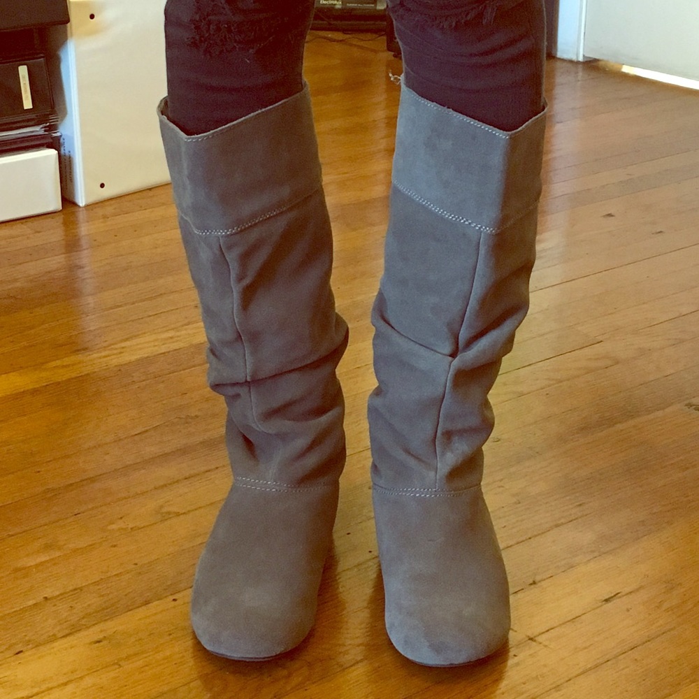 DSW Grey Equestrian Boots